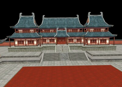 古建筑场景 官府城池 max2013 模型下载