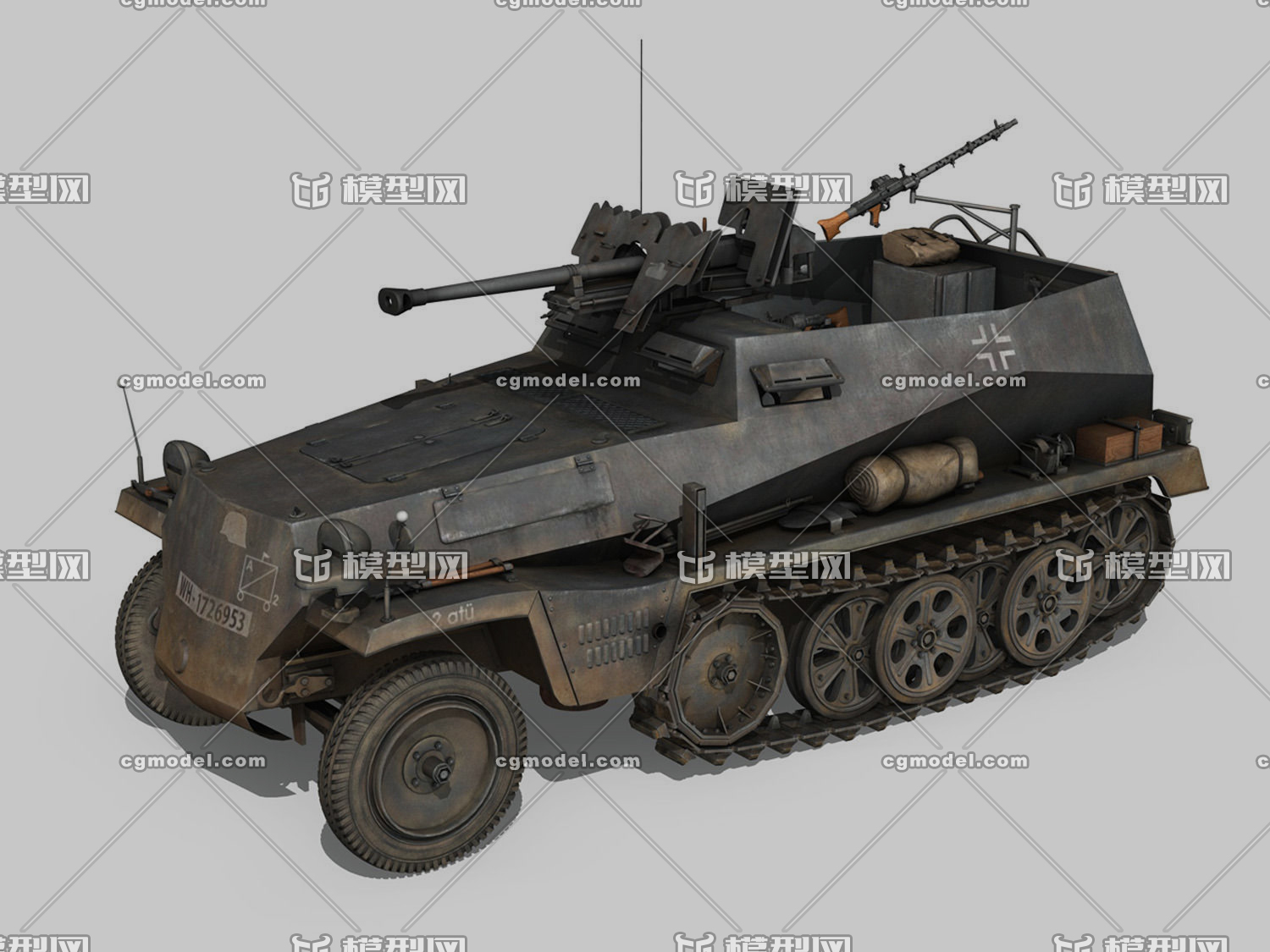次时代写实二战德军反坦克装甲车模型