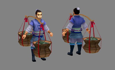 货郎 杂货商人 扁担挑 货物 行脚 古代男人 市井市民 小商贩