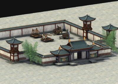 古代军营 练武场 演武场 训练营 投石车 刀车