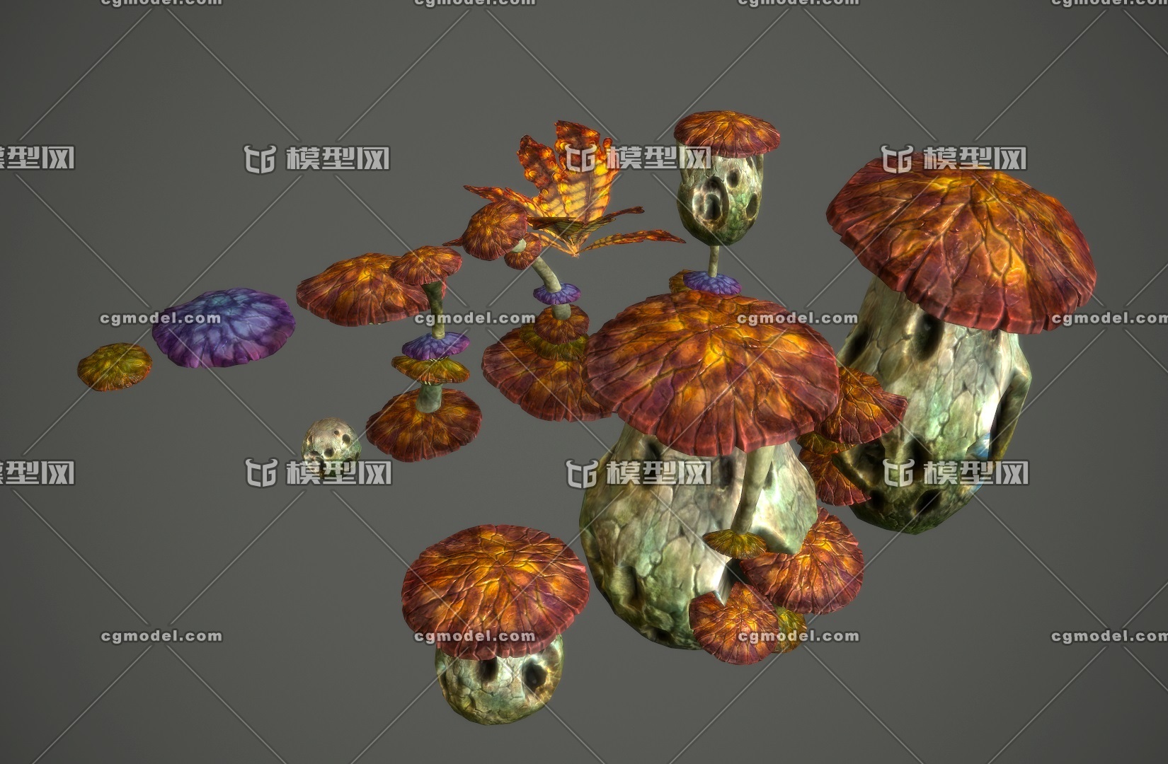 次世代 蘑菇资源包模型-树木模型库-FBX(.fbx)模型下载-cg模型网