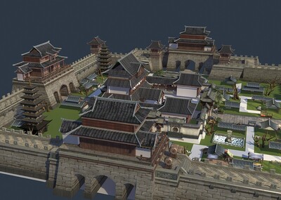 大型城池,民居区,宫殿府邸_jaycici77777作品_场景古代场景_cg模型网