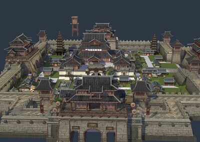 三国策略游戏,大型城池,民居区,宫殿府邸_jaycici77777作品_场景古代