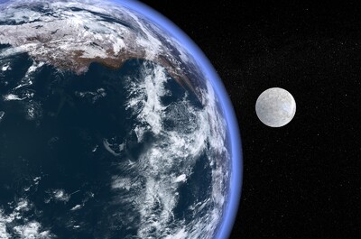 写实 精细 原始地球 远古地球板块 地形 月亮 地月系统 地球大气层