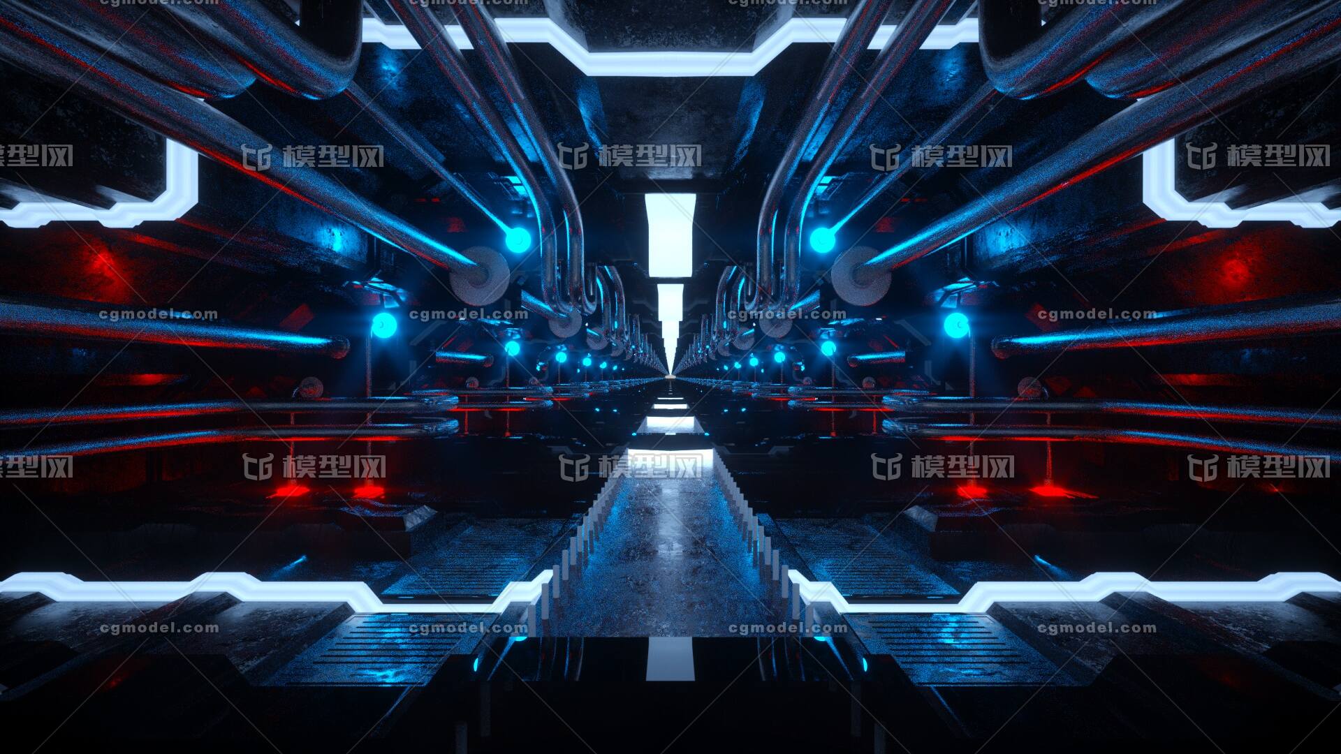 炫酷科技通道C4D场景 OC渲染_叶新fate作品_场景科幻场景_cg模型网