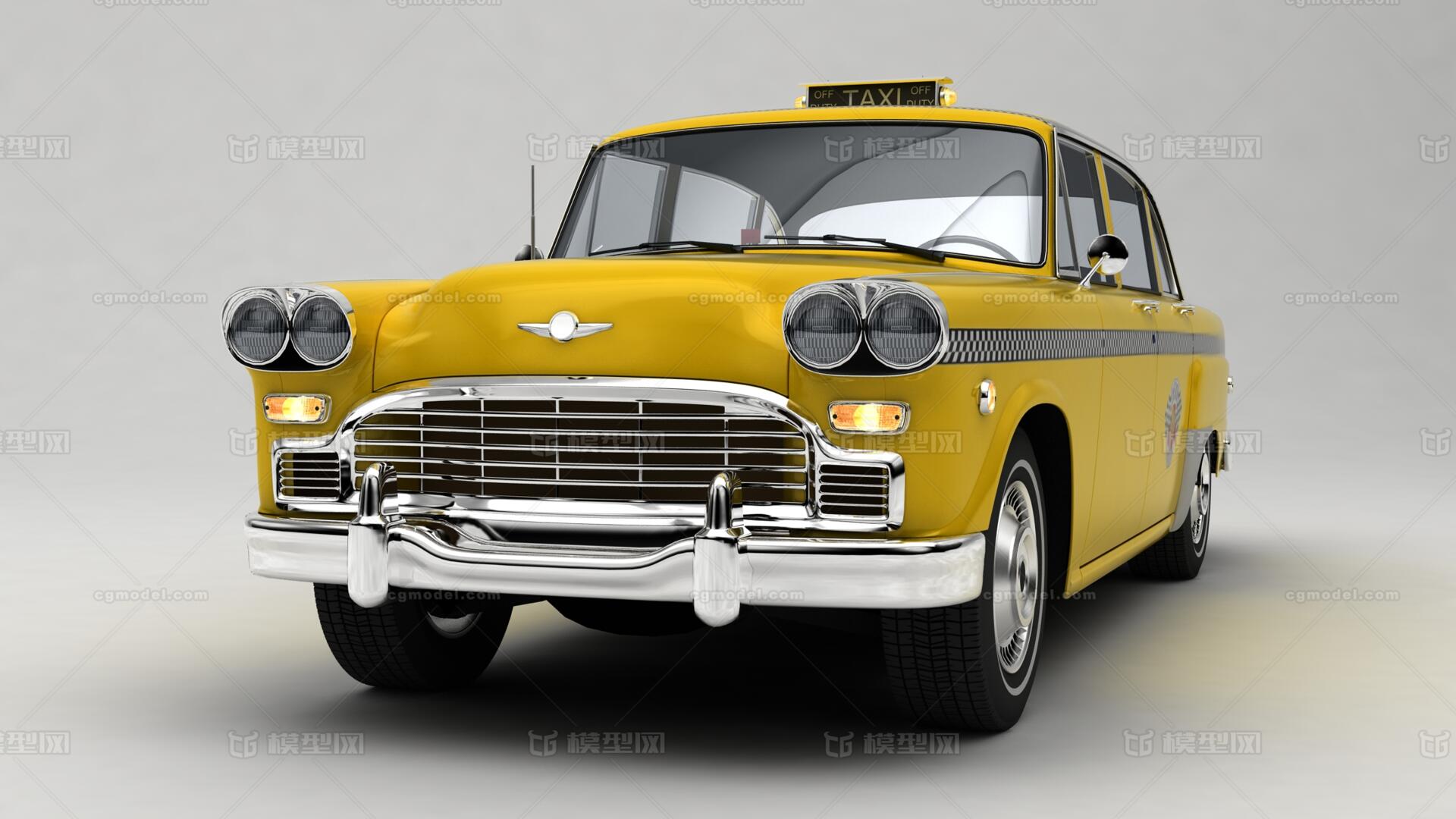 美国50年代经典计程车老式出租车出租车taxi 带内饰 Cg模型网 Cgmodel 三维设计师交流互动平台 专注多品类3d模型下载 原创作品分享 软件学习