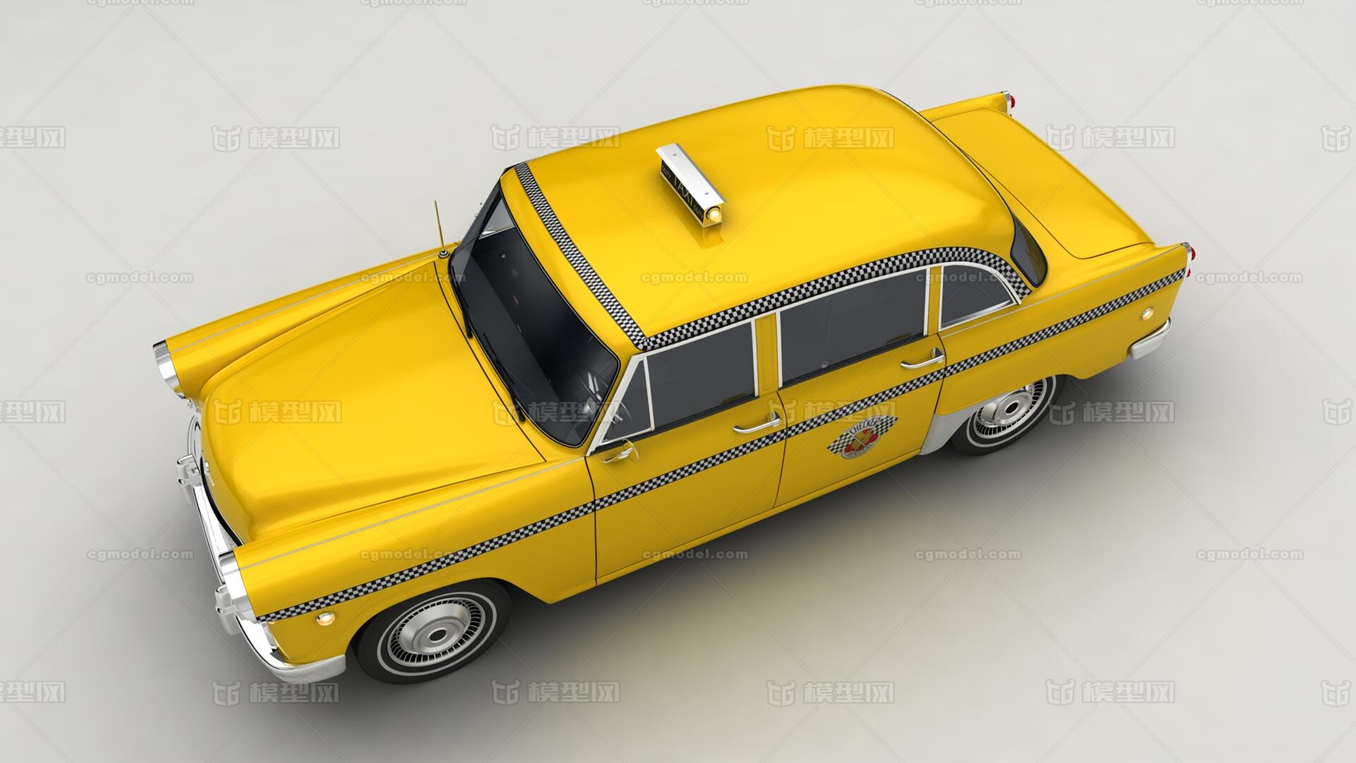 美国50年代经典计程车老式出租车出租车taxi 带内饰 Cg模型网 Cgmodel 三维设计师交流互动平台 专注多品类3d模型下载 原创作品分享 软件学习