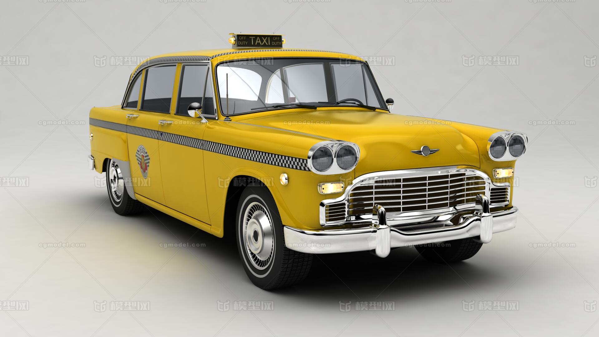 美国50年代经典计程车老式出租车出租车taxi 带内饰 Cg模型网 Cgmodel 三维设计师交流互动平台 专注多品类3d模型下载 原创作品分享 软件学习