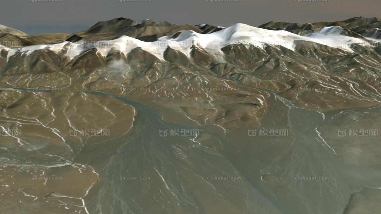 昆仑山玉虚峰3d模型 玉虚峰山脉地形模型-自然场景模型库-3ds Max(.max)模型下载-cg模型网