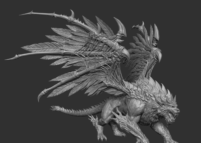 影视模型,怪物,奇穷,白虎,飞虎,次时代怪物,boss,zbrush雕刻,雕塑