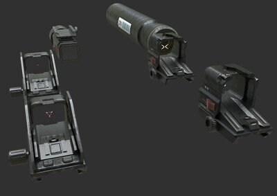 pbr次世代 科幻瞄准镜 武器附件 scifi模块化 枪械零件 准星 枪托 墙