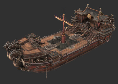古代战船 简模木船 古代帆船 郑和船队 皇家船 古代船 手绘贴图
