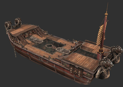 古代战船 简模木船 古代帆船 郑和船队 皇家船 古代船 手绘贴图