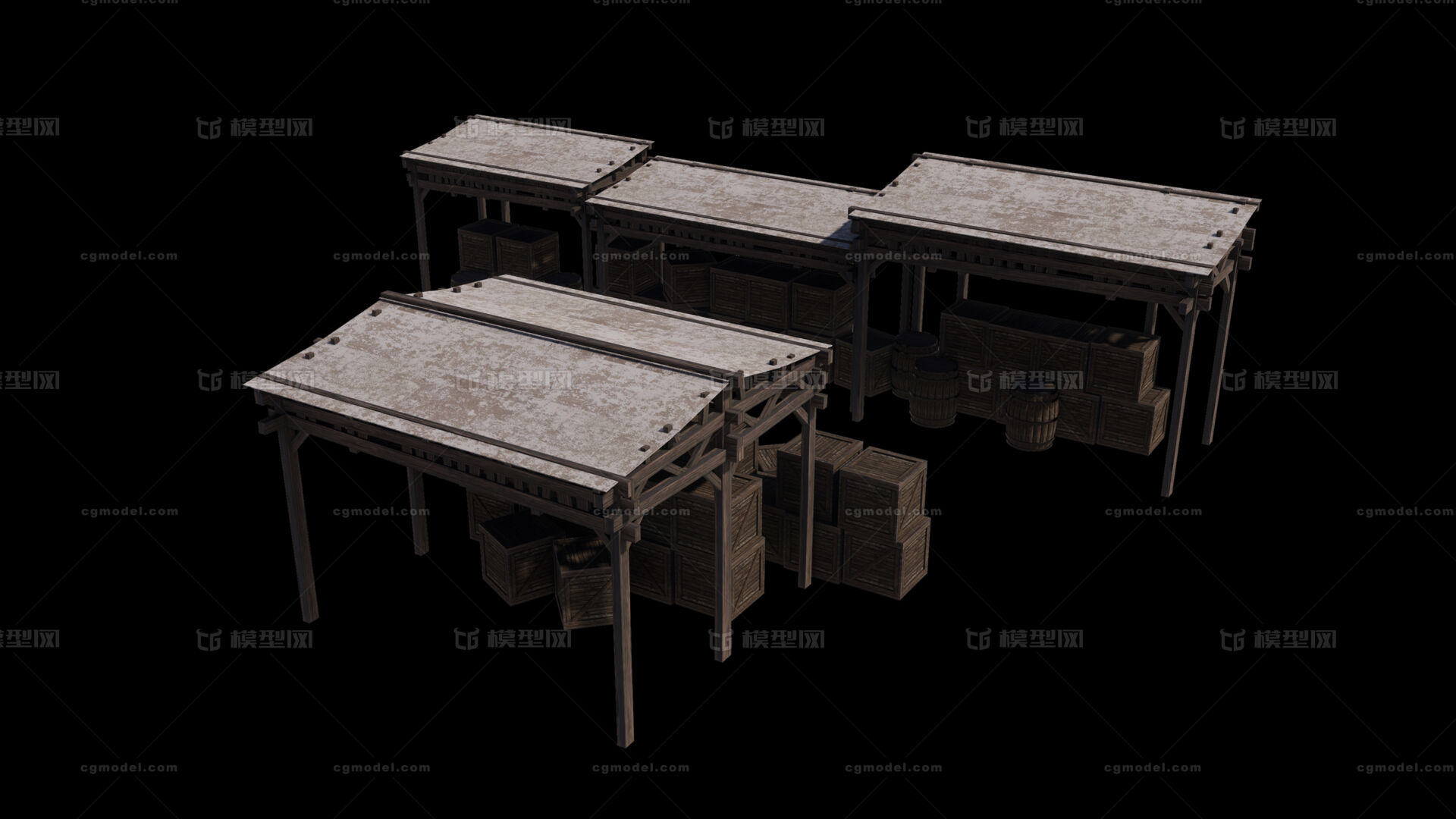 古代货栈货物木棚木箱木桶马棚场景部件影视道具 Cg模型网 Cgmodel 三维设计师交流互动平台 专注多品类3d模型下载 原创作品分享 软件学习