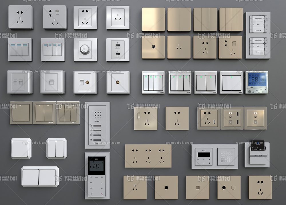 五金 开关面板 Switch panel 写模型-五金工具模型库-3ds Max(.max)模型下载-cg模型网