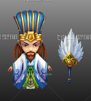 Q版诸葛亮军师文人羽扇纶巾诸葛孔明 Cg模型网 Cgmodel 三维设计师交流互动平台 专注多品类3d模型下载 原创作品分享 软件学习