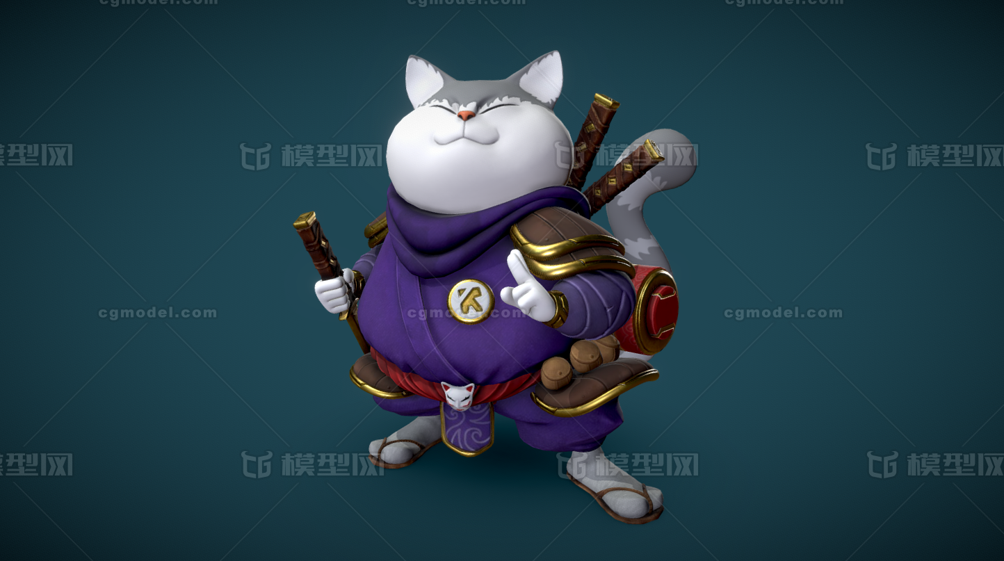 3d打印手办猫武士猫忍者猫可爱猫咪 Cg模型网 Cgmodel 三维设计师交流互动平台 专注多品类3d模型下载 原创作品分享 软件学习