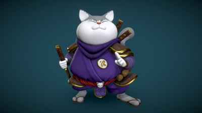 3d打印手办 猫 武士猫 忍者猫 可爱猫咪