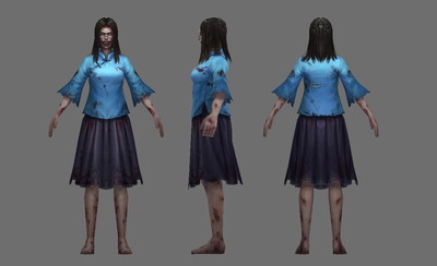 低模 写实 裂嘴女 恶鬼 女鬼 女僵尸女_hippo_hlh作品_人物异形怪物