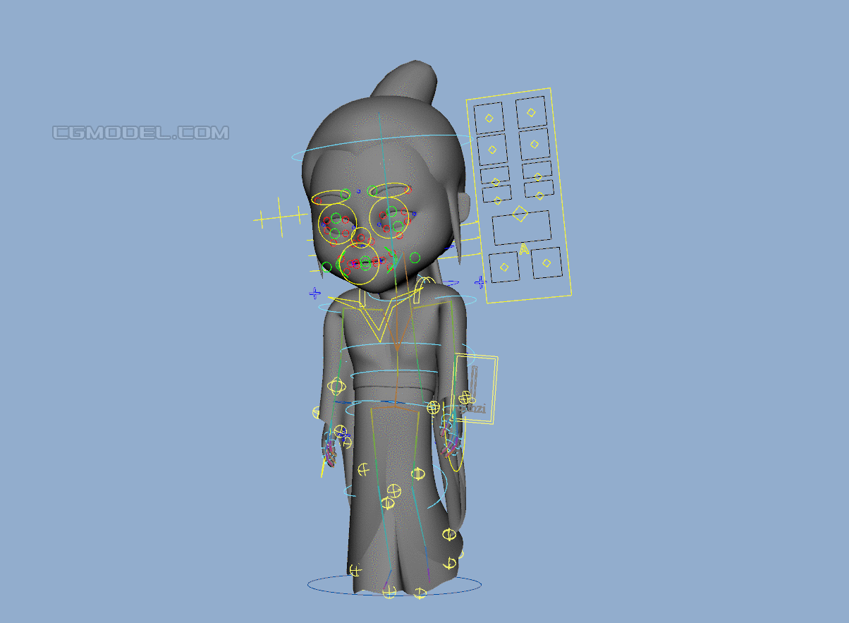 古代女人卡通妇女模型adv表情绑定古装女孩汉服姑娘模型带权重带走路