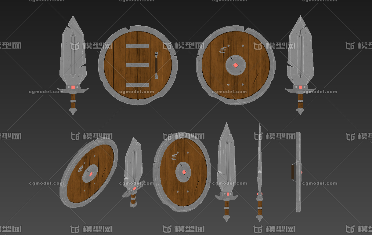 q版 卡通 劍盾 新手 初級 裝備 次_叫我大餅哥哥作品_武器冷兵器_cg