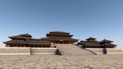 秦汉宫殿模型-阿房宫_鲲ooooo作品_建筑历史建筑_cg模型网