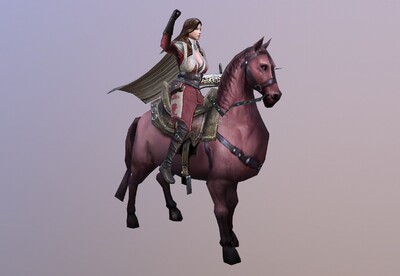 手绘 西方弓弩手【13组动画】简模女骑兵 女士兵