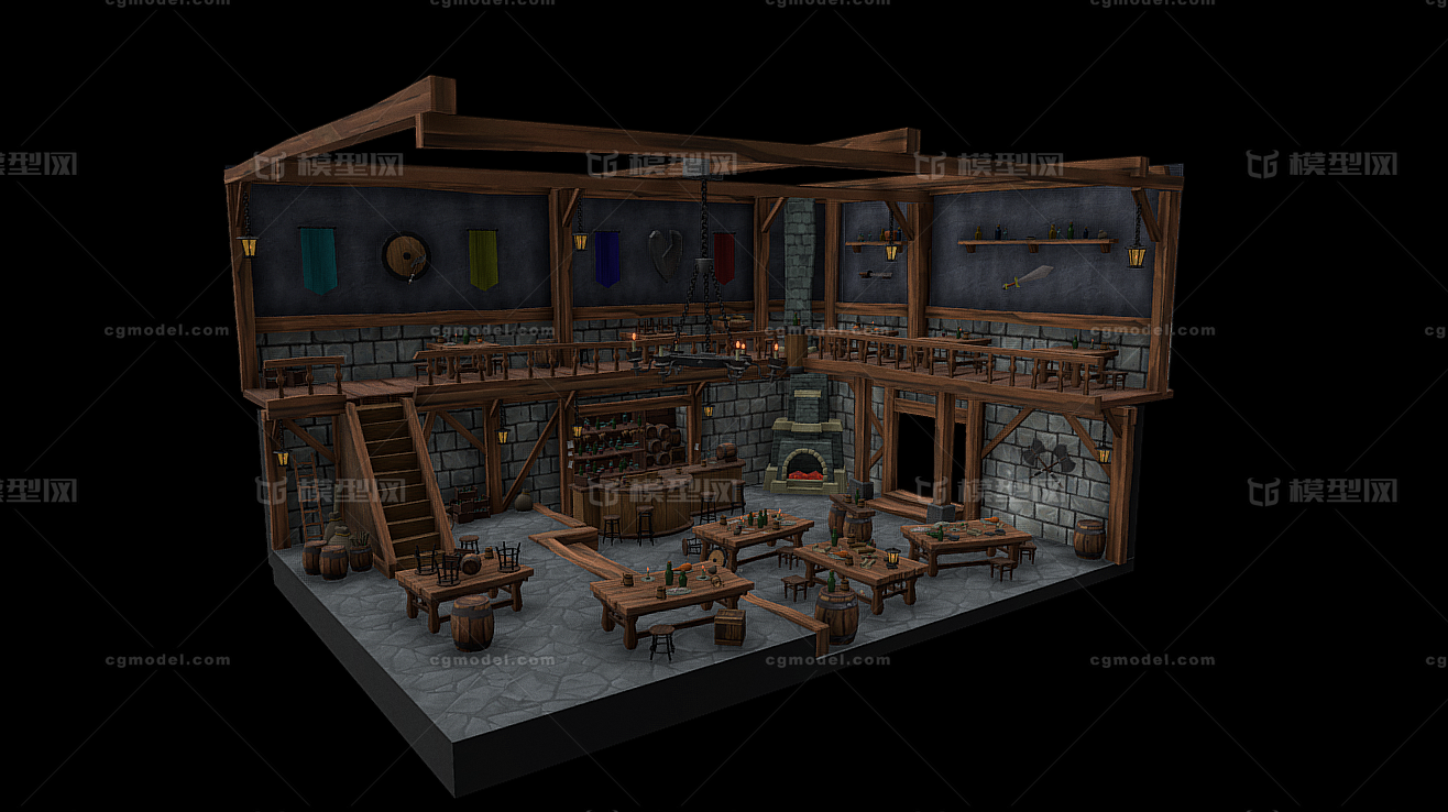 酒馆,欧洲中世纪,酒馆子,欧式酒馆,酒舍_可乐雪碧作品_场景古代场景