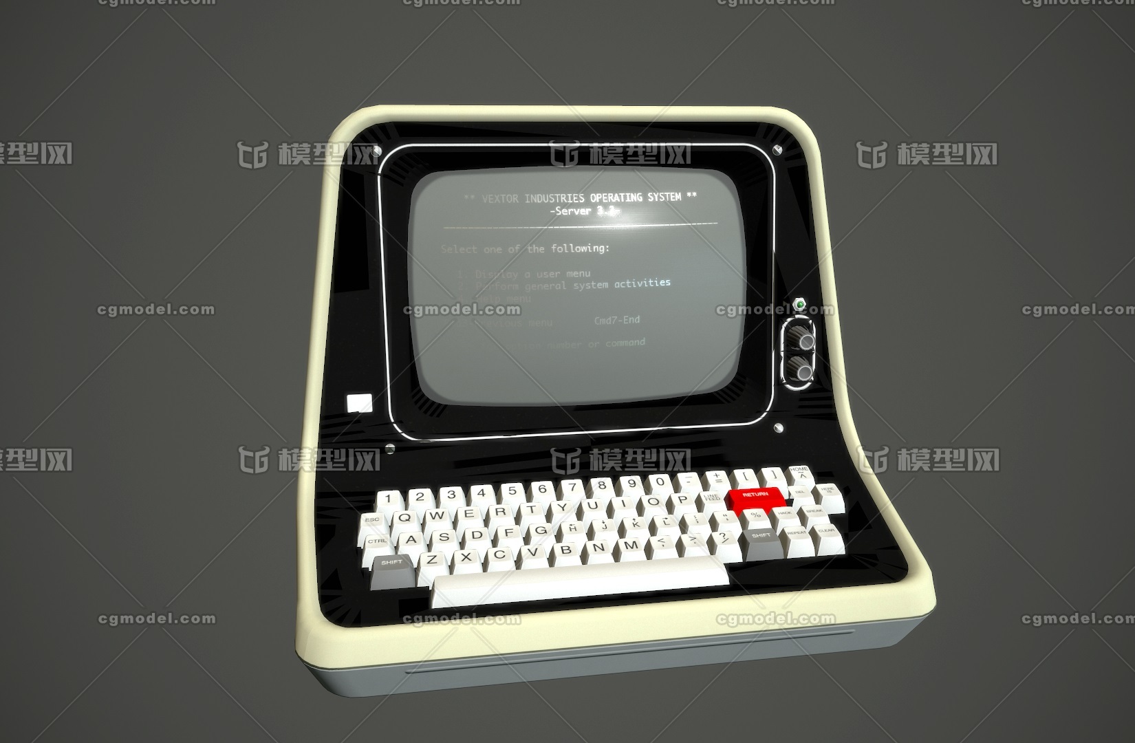 写实 Linux系统安装复古式终端模型-电脑设备模型库-FBX(.fbx)模型下载-cg模型网