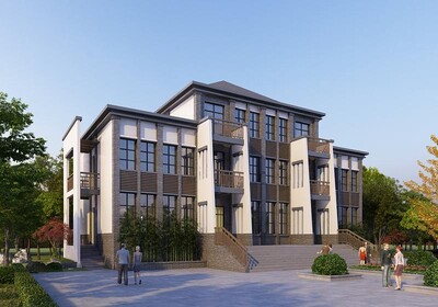 办公楼 三层办公大楼 仿古办公楼 新中式大楼 中式建筑  中式办公楼