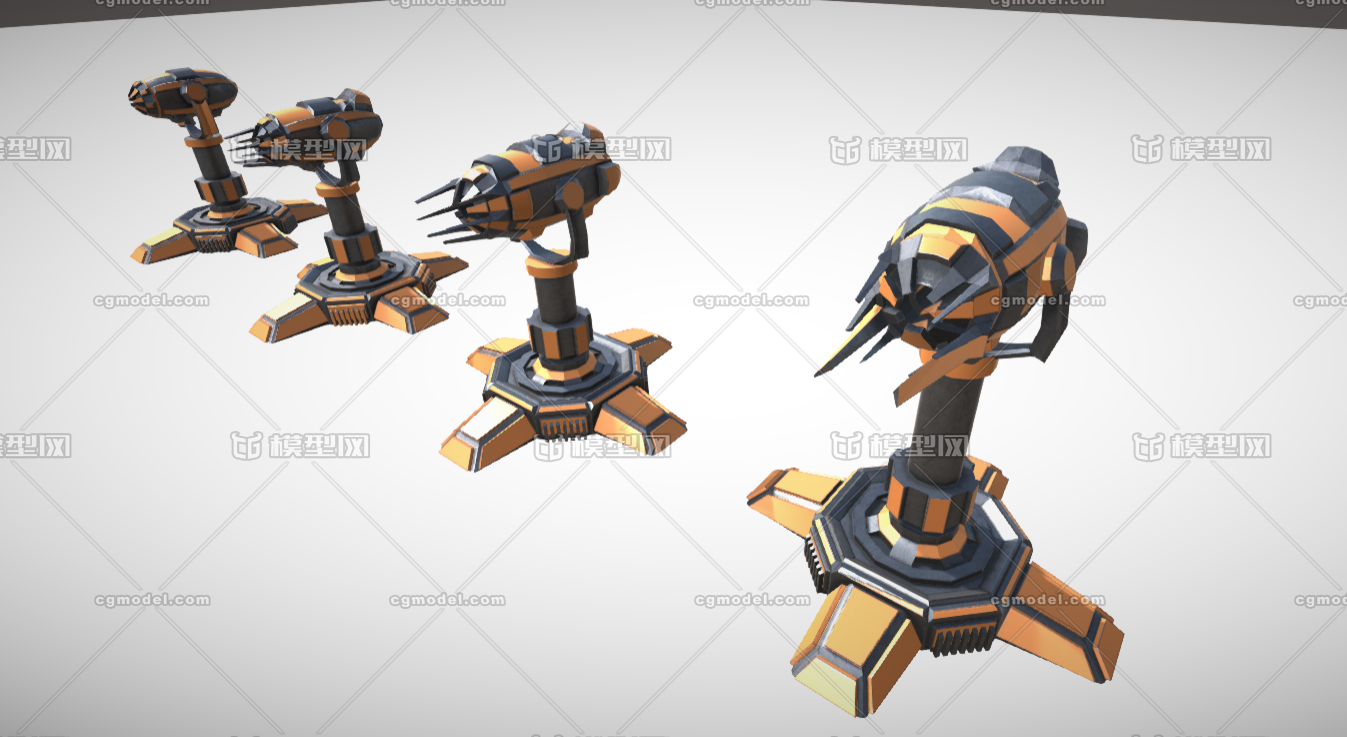 等离子炮塔 武器系统 塔防 pbr _光棱塔作品_武器火炮器械_cg模型网
