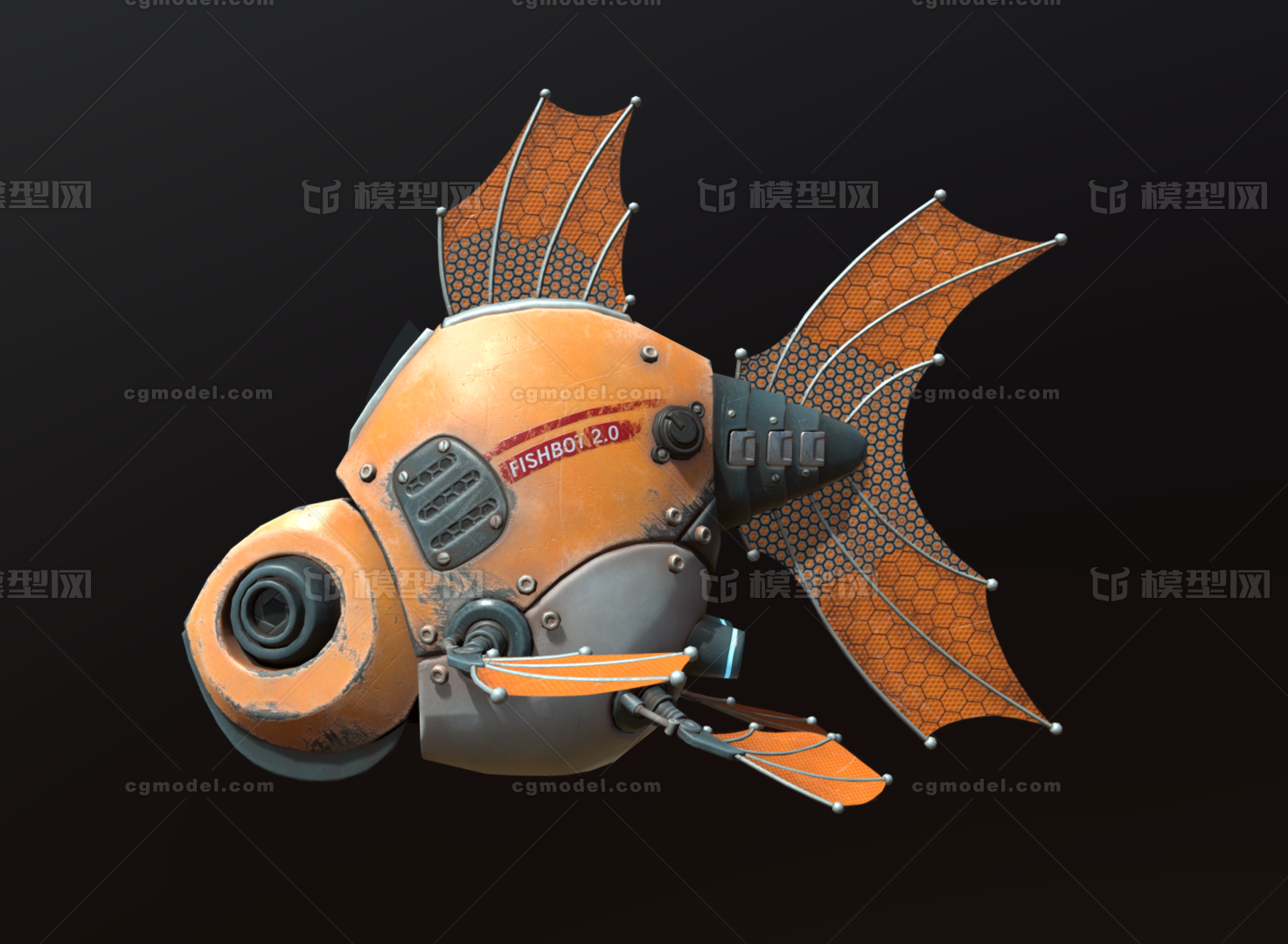 次世代pbr科幻机械写实鱼金鱼