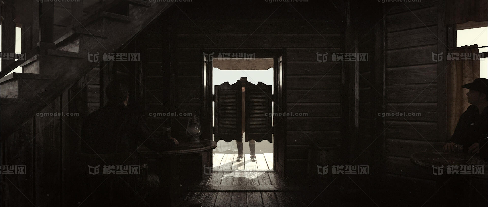 c4d西部世界 酒馆 酒吧 牛仔 木屋 旅馆 荒野大镖客