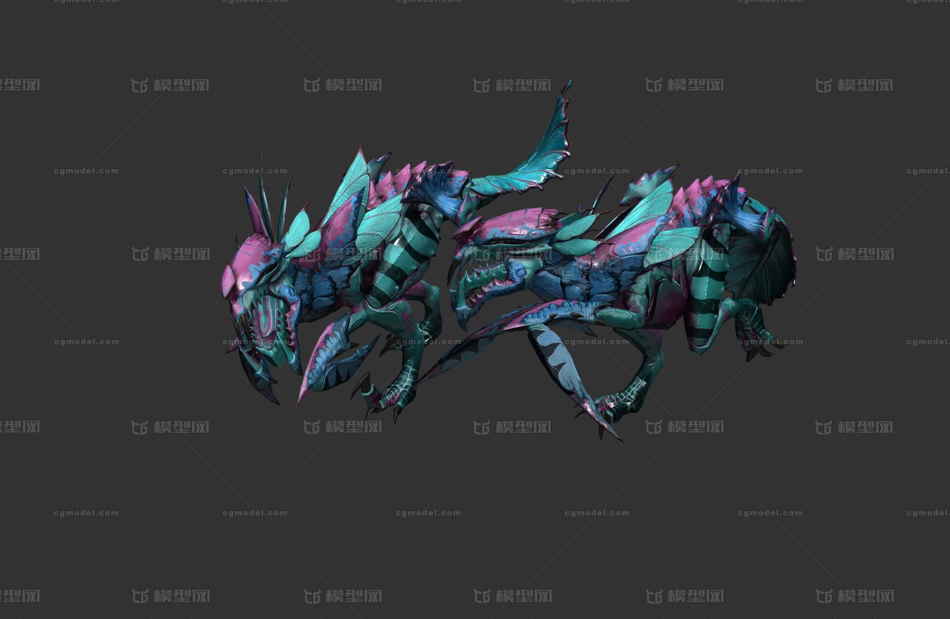 pbr次时代变异虫族 外星迷彩 迅猛龙_ww466432852作品_动物恐龙_cg