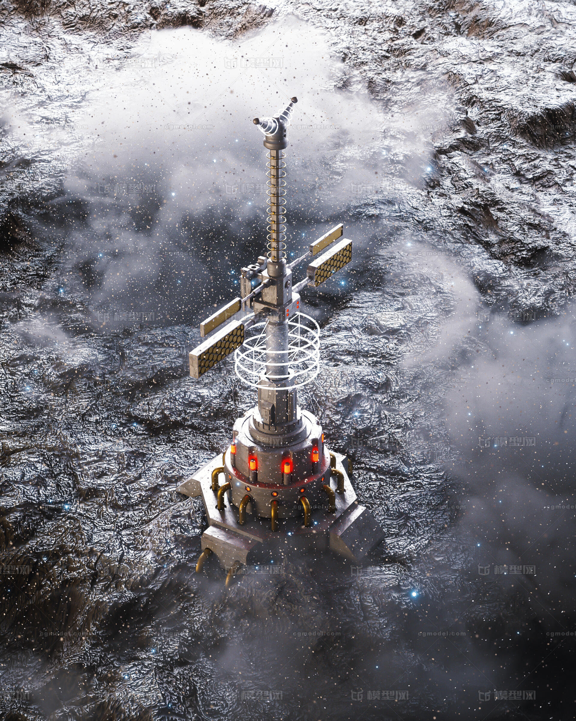 c4d科幻太空装置场景
