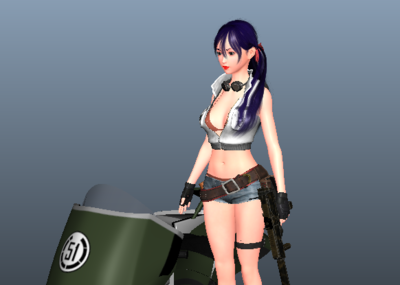 美少女布玛 含骨骼蒙皮 单轮科幻未来摩托 被遗弃的沙漠基地场景 性感