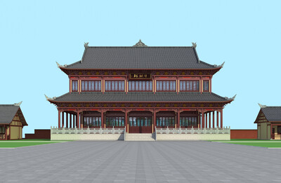 超精细完整道观模型(模型含贴图)及后期psd一起打包忍痛甩卖了啊!