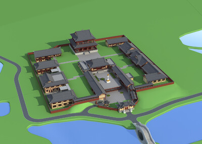 超精细完整道观模型(模型含贴图)及后期psd一起打包忍痛甩卖了啊!