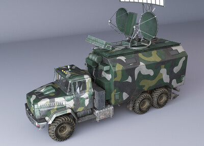 次时代 pbr 现代军用卡车 搜索雷达车 运输车信号车模型 2k贴图