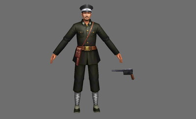 手绘 低模 写实 瘦警察 国民党 手枪 _hippo_hlh作品_人物男人_cg模型