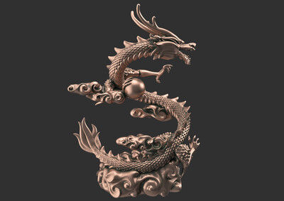max 腾云龙 云龙雕塑 高精度 神龙 龙图腾 摆件 中国龙 东方龙 飞龙