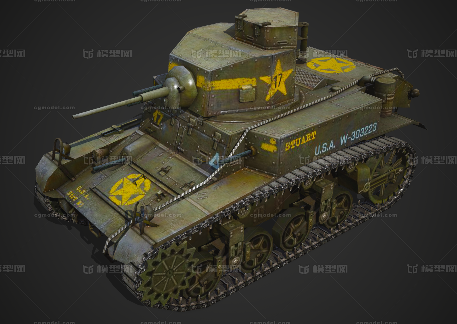 pbr 美国 m3轻型坦克 st_joker2020作品_车辆装甲车/坦克_cg模型网