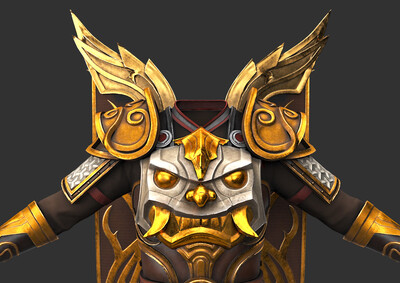 pbr次世代 传奇战士 黄金战甲 黄金盔甲 披风铠甲 热血传奇 近战装备