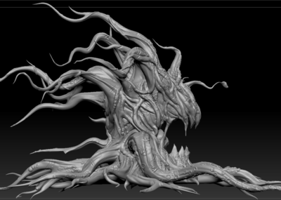 树皮雕刻,zb文件,zb雕刻文件,zb怪物,植物怪,老藤怪,怪物,影视怪,ue4