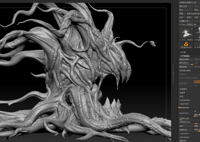 zb雕刻文件,zb怪物,植物怪,老藤怪,怪物,影视怪,ue4怪,对妖,藤妖,藤精