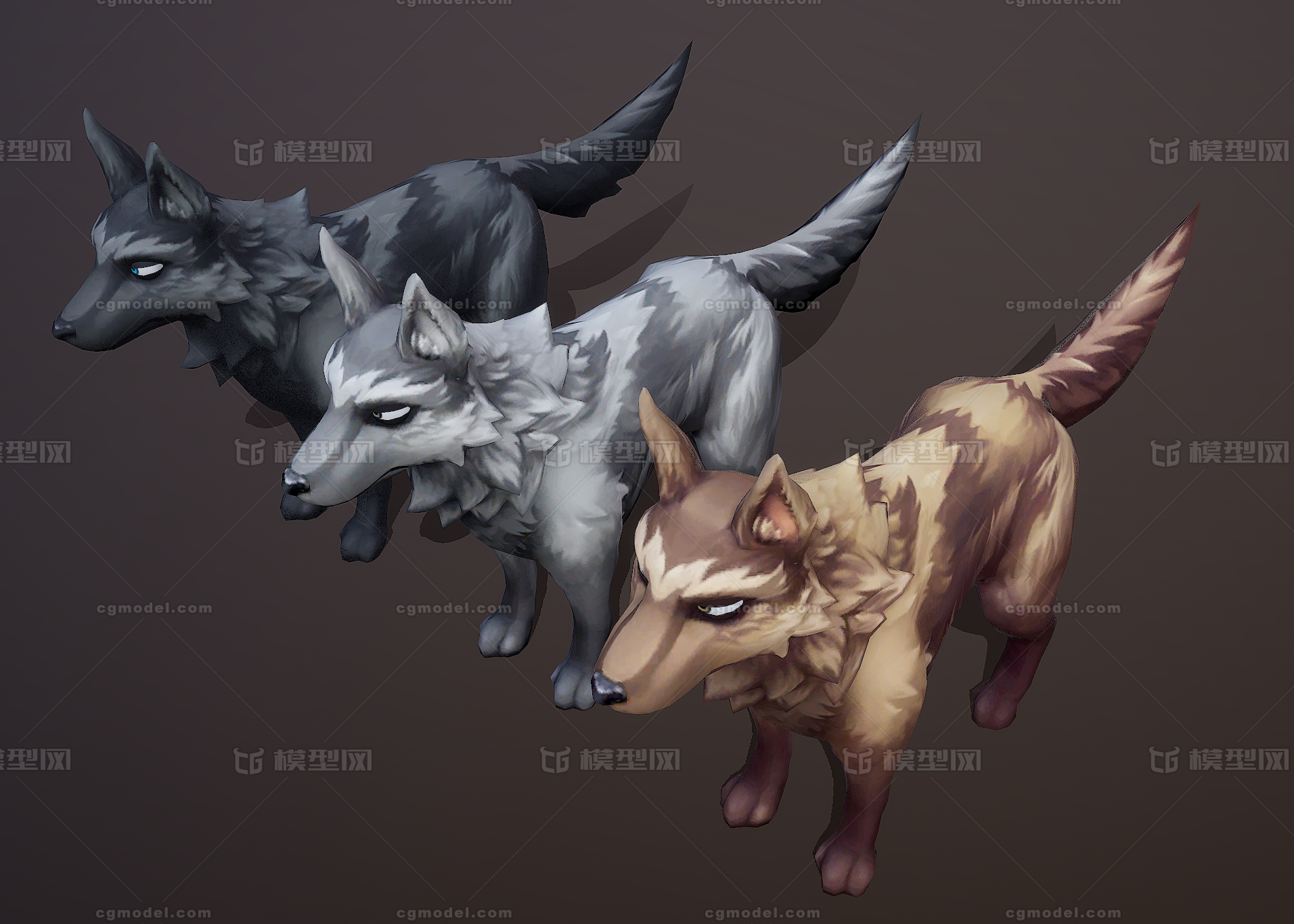 手绘 卡通 动漫 可爱 狼 草原狼 蒙古狼 野狼 犬类 土狗 狼狗 狗 哈斯
