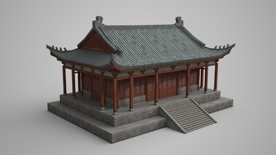 古建筑红色宫殿_zhwq007作品_建筑历史建筑_cg模型网