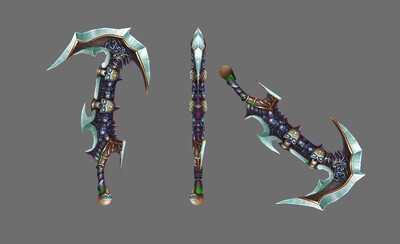 手绘 写实兵器 引魂镰 勾魂 骷髅头 夺魂吸人精魄 噬魂刀 镰刀状武器