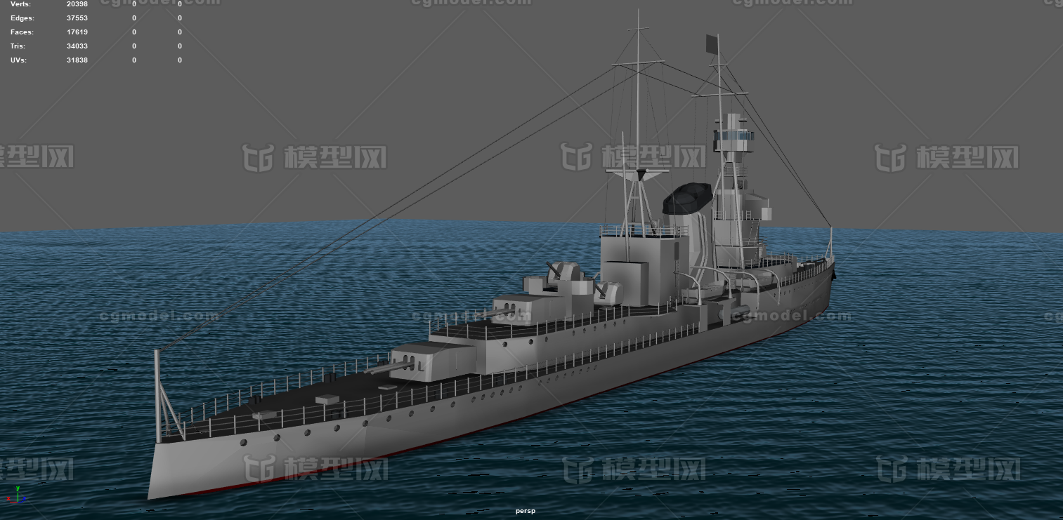 宁海级轻巡洋舰巡洋舰 Cg模型网 Cgmodel 三维设计师交流互动平台 专注多品类3d模型下载 原创作品分享 软件学习