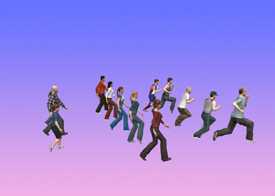 配景人物/原地循环跑/原地循环走/体操运动/休闲娱乐/热身/瑜伽练习